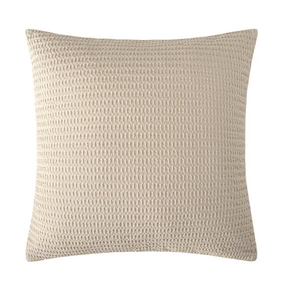 Levtex Home - Cloud Waffle Square Decorative Pillow - 20x20in - Textured Waffle Weave - Taupe - Polyester Filled - Cotton Solid Back - Zipper Closure