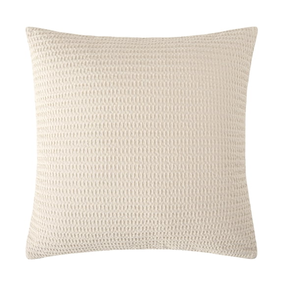 Levtex Home - Cloud Waffle Square Decorative Pillow - 20x20in - Textured Waffle Weave - Undyed Cream - Polyester Filled - Cotton Solid Back - Zipper Closure