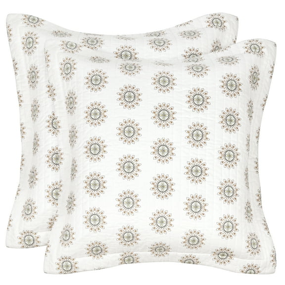 Levtex Home - Cosima - Quilted Euro Shams Set of Two (26 x 26 in.) - Medallion - Cotton Fabric