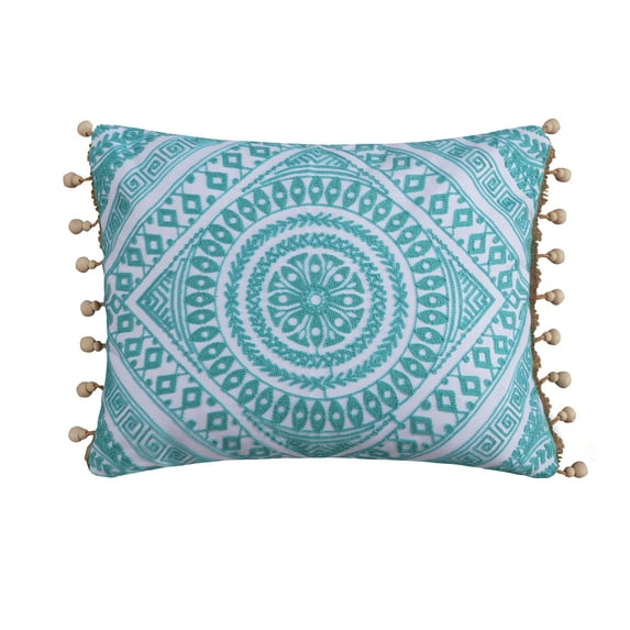 Levtex Home - Cressley - Decorative Pillow (14 x 18in.) - Medallion - Teal and White
