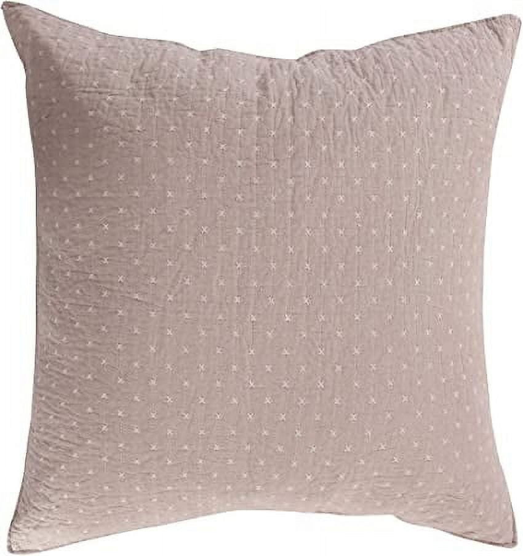 Taupe Cotton Cross Stitch Euro Sham Set of 2