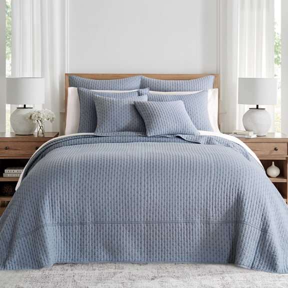 Levtex Home - Cross Stitch Bedspread Set - Queen Bedspread and One Standard Sham - Cross Stitch Pattern - Bedspread (104X106in.) and Sham (20x26in.) - Cotton