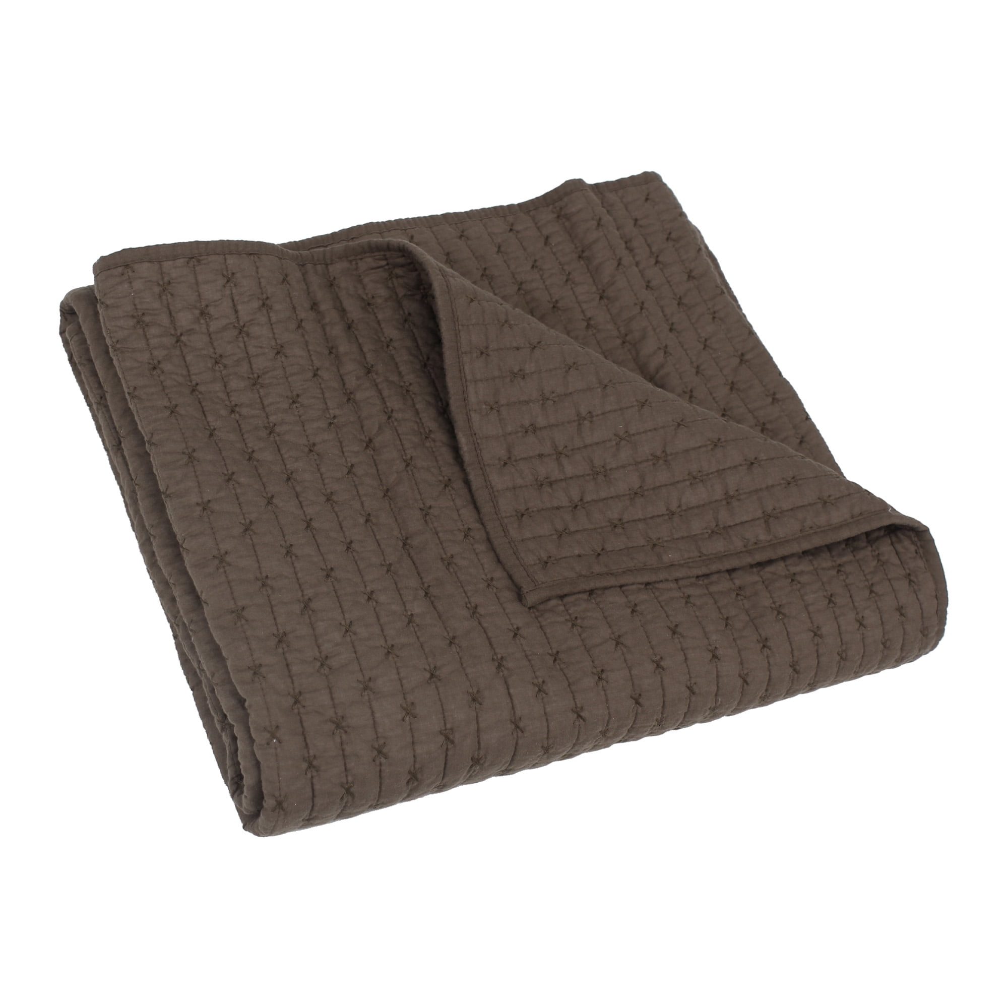 Cocoa Cotton Cross Stitch Quilted Throw Blanket 50x60in