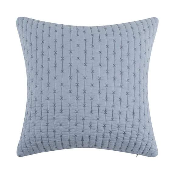Levtex Home - Cross Stitch - Decorative Pillow (18 x 18in.) - Cross Stitch - Chambray