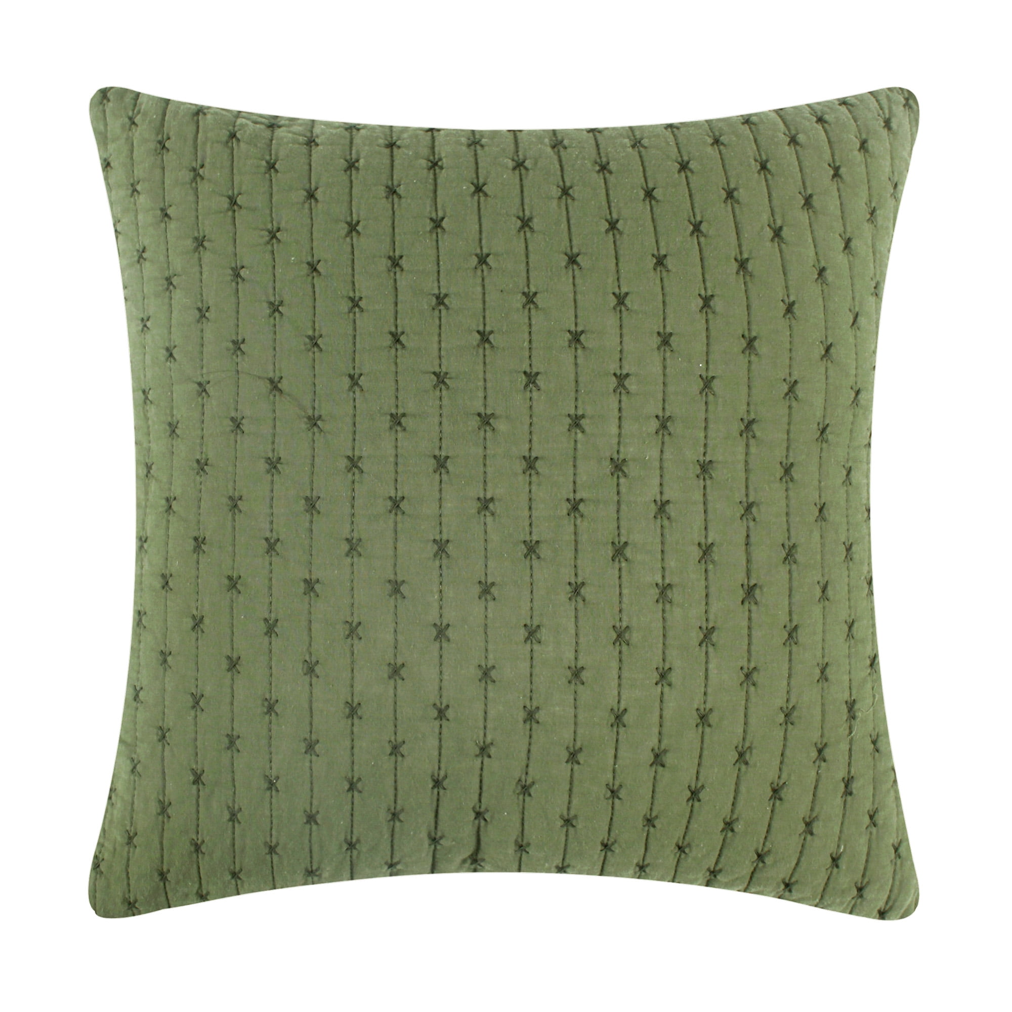 Forest Green Embroidered Square Pillow 18x18