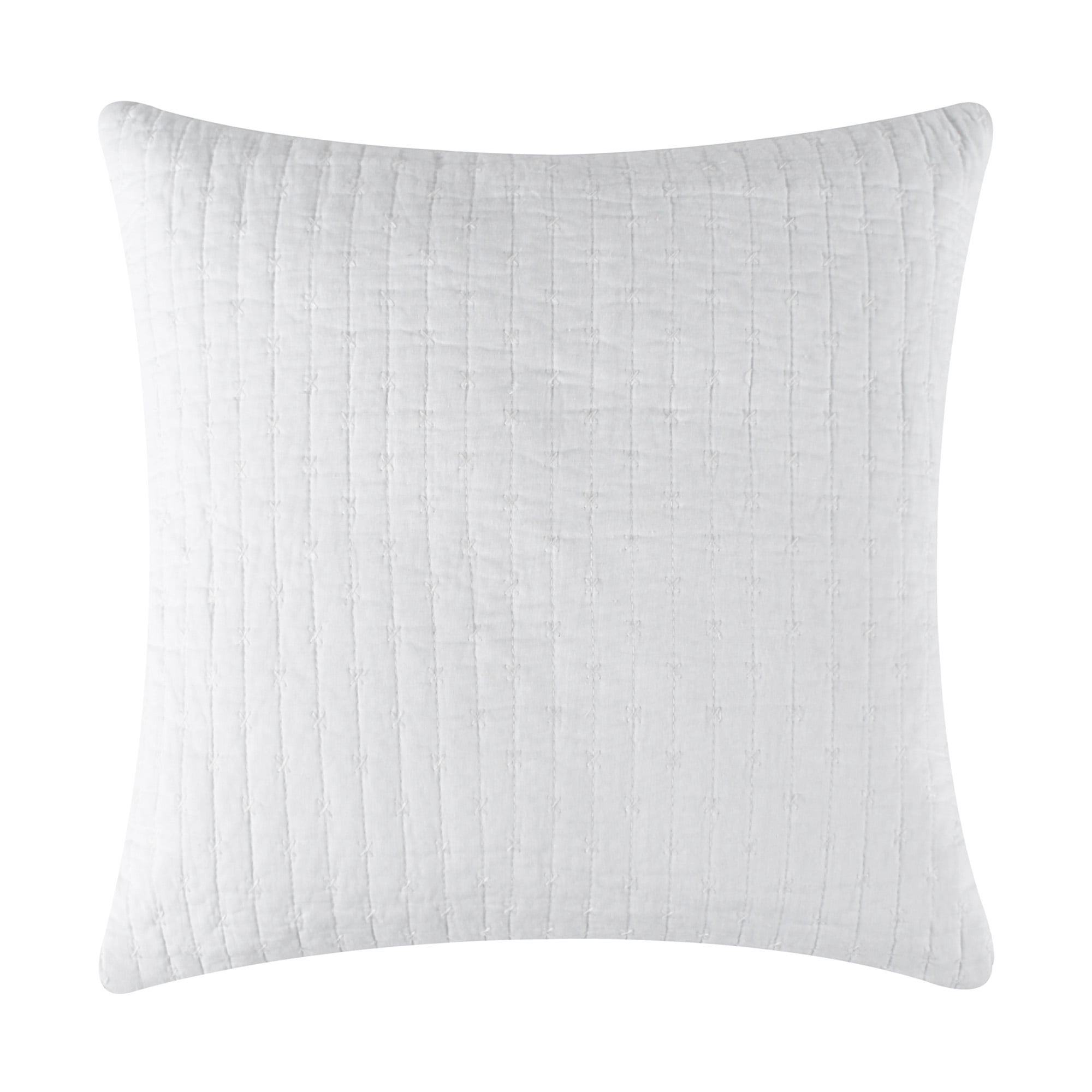 White Cross Stitch Square Pillow 18x18 with Feather Inner