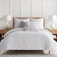 thumbnail image 1 of Levtex Home - Cross Stitch Duvet Cover Set - King Duvet Cover + Two King Pillow Cases - Solid Stitch - Bright White - Duvet Cover (106 x 94in.) and Pillow Case (36 x 20in. ) - Cotton, 1 of 5