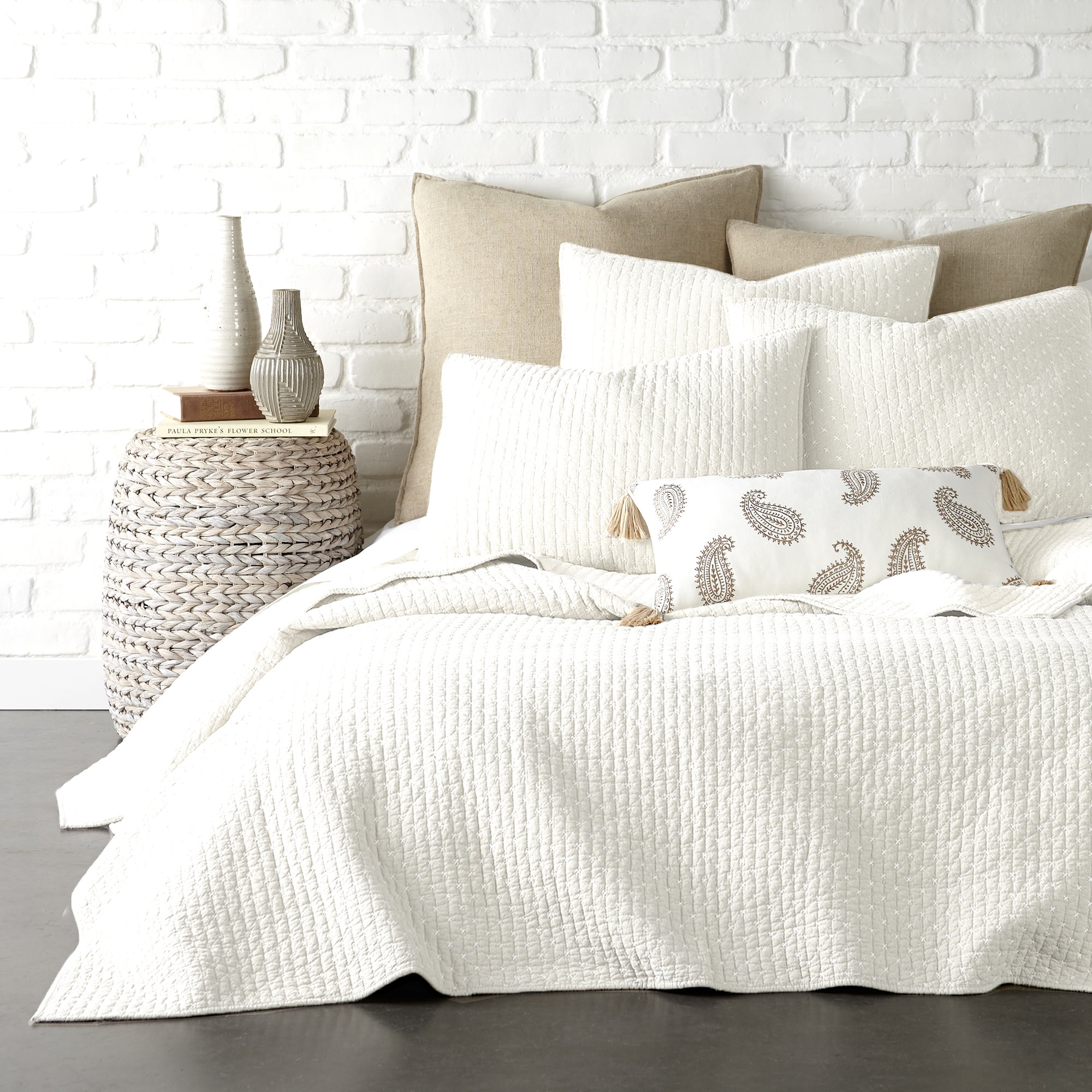Camel Cream Reversible King Cotton Quilt & Sham Set