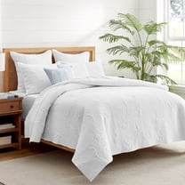 Levtex Home - Cross Stitch Sea Quilt Set - King Quilt and Two King Shams - Coastal - White - Quilt (106x92in.) and Shams (20x36in.) - Reversible - Cotton