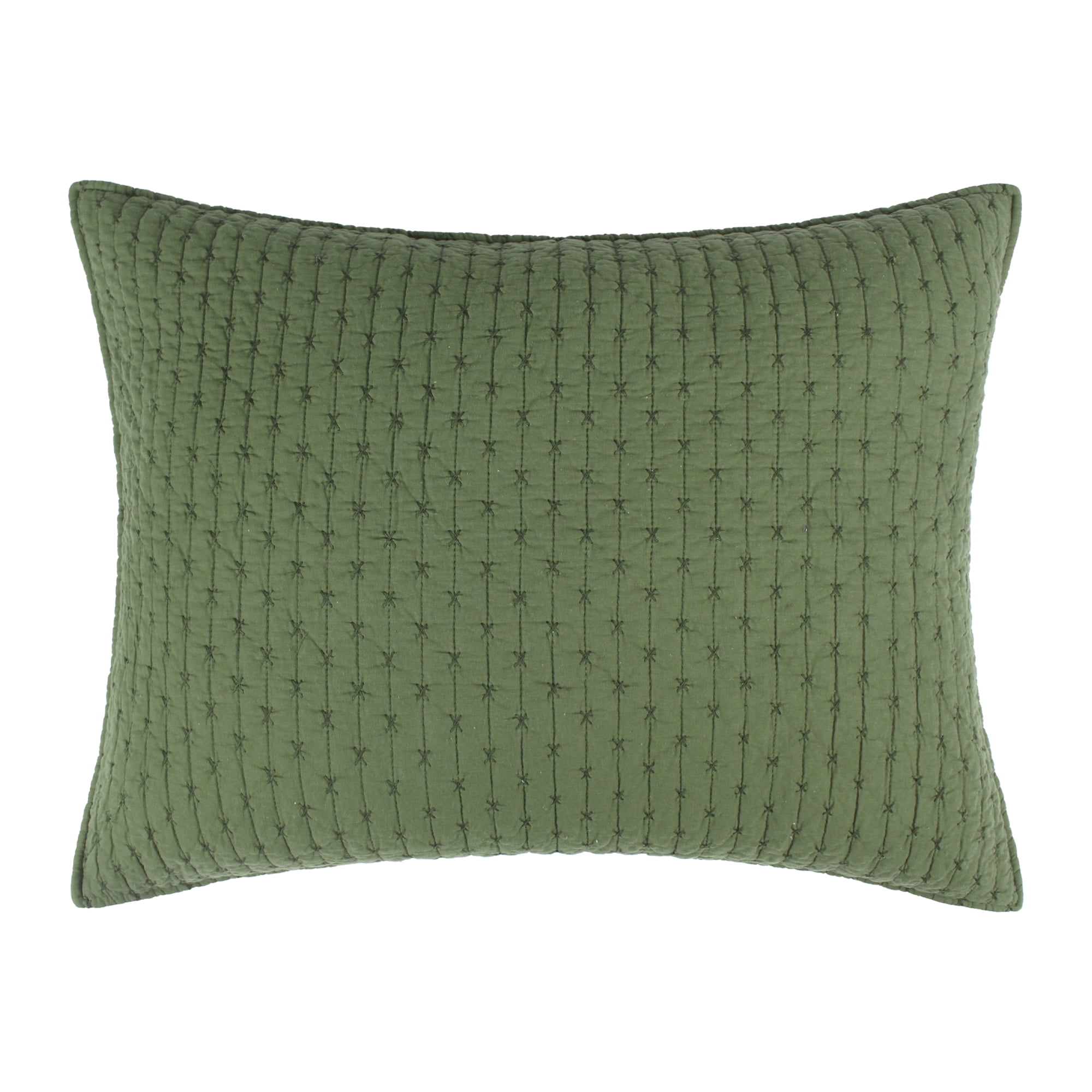 Forest Green Cotton Cross Stitch Standard Sham