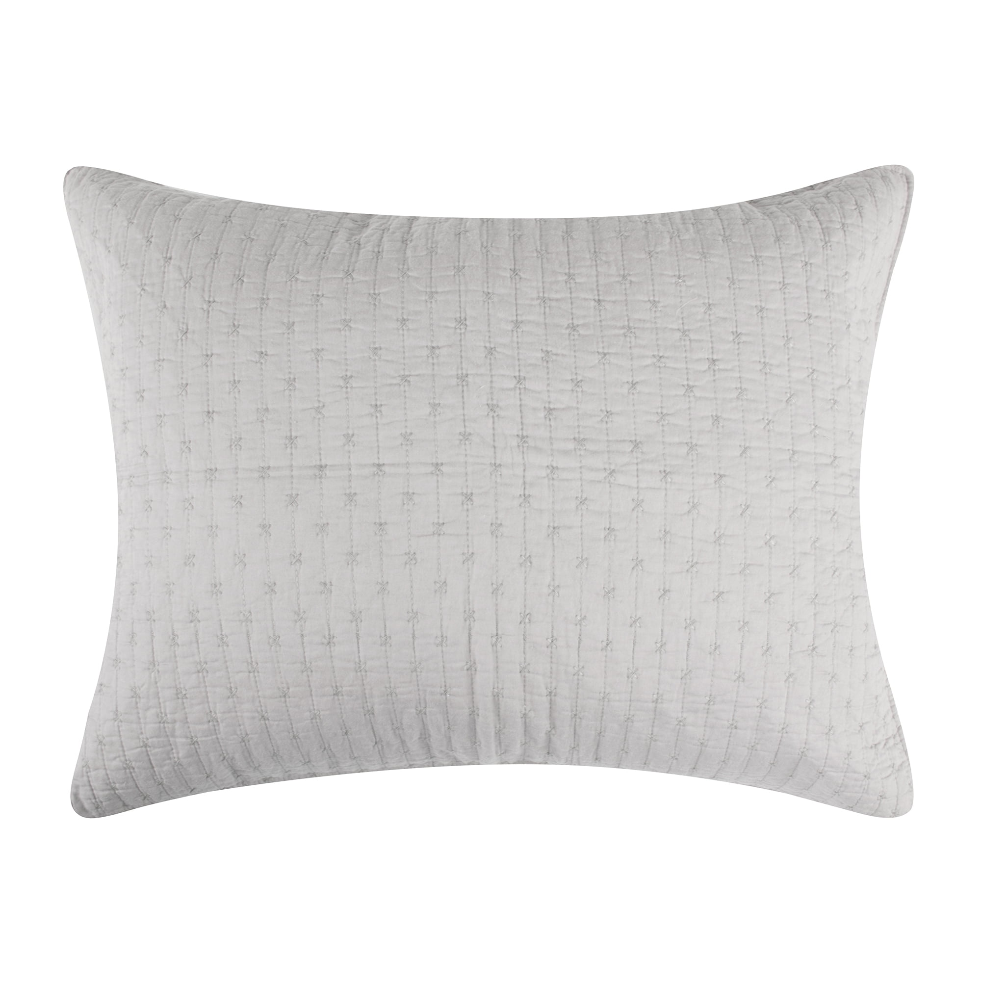 Light Grey Cotton Cross Stitch Standard Sham