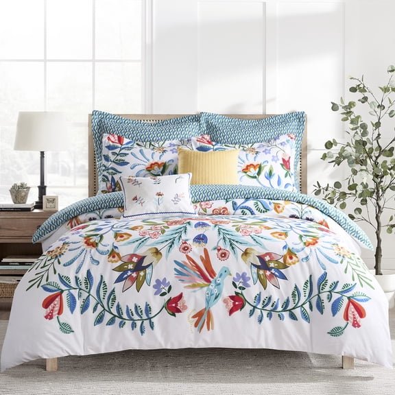 Levtex Home - Danika Duvet Set - Twin/Twin XL Duvet (68x88in.) and 1 Standard Sham (20x26in.) - Bold Botanical Floral - Reversible - Cotton