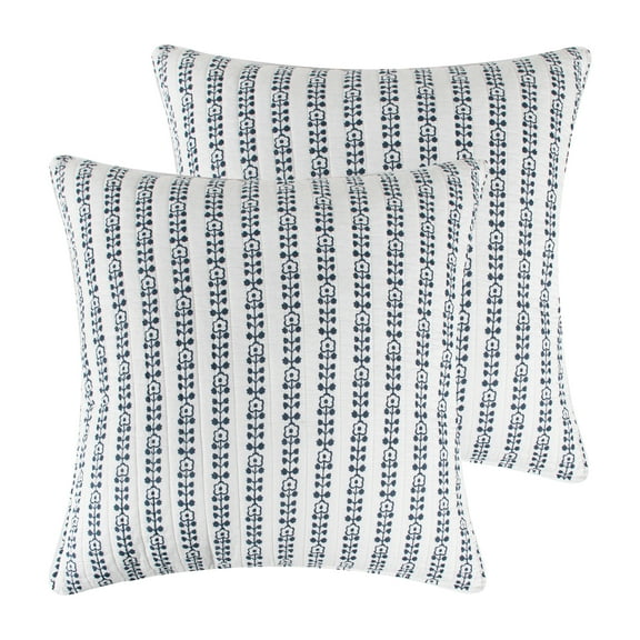 Levtex Home - Diella - Euro Sham Set of 2 - Floral - Navy and White - (26x26in.), No Insert - Reversible - Cotton