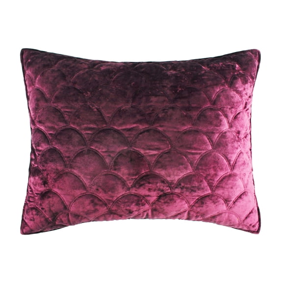Levtex Home - Ellora Standard Sham - Plum - Crushed Velvet - Scallop Quilting - 20 x 26 in. - Polyester Velvet