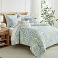 thumbnail image 1 of Levtex Home - English Forest Green Quilt Set - Full/Queen Quilt and Two Standard Shams - Leaves - Green, Blue, White - Quilt (88x92in.) and Shams (20x26in.) - Reversible - Cotton, 1 of 7