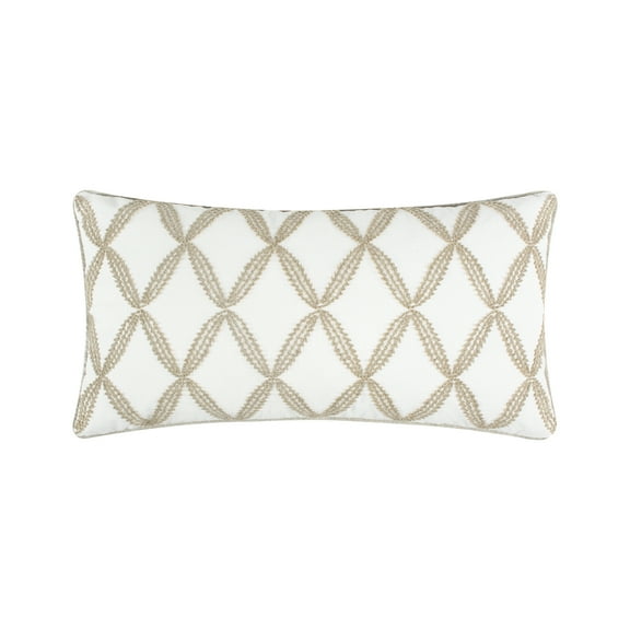 Levtex Home - English Forest Natural - Decorative Pillow (12 x 24in.) - Diamond Leaf - Taupe and Cream