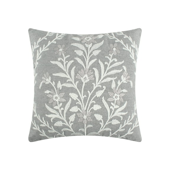 Levtex Home - English Forest Natural - Decorative Pillow (18 x 18in.) - Floral - Grey and Cream