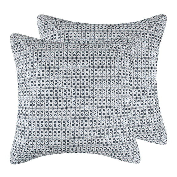 Levtex Home - English Forest Navy - Euro Sham Set of 2 - Geo Floral - (26x26in.) - Reversible - Cotton