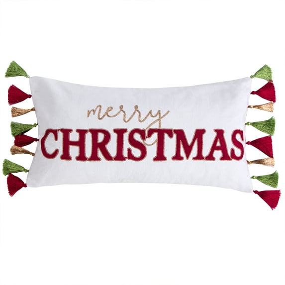 Levtex Home - Fa La La Llama - Decorative Pillow (12x24in.) - Merry Christmas - Red, Green, Gold, and White