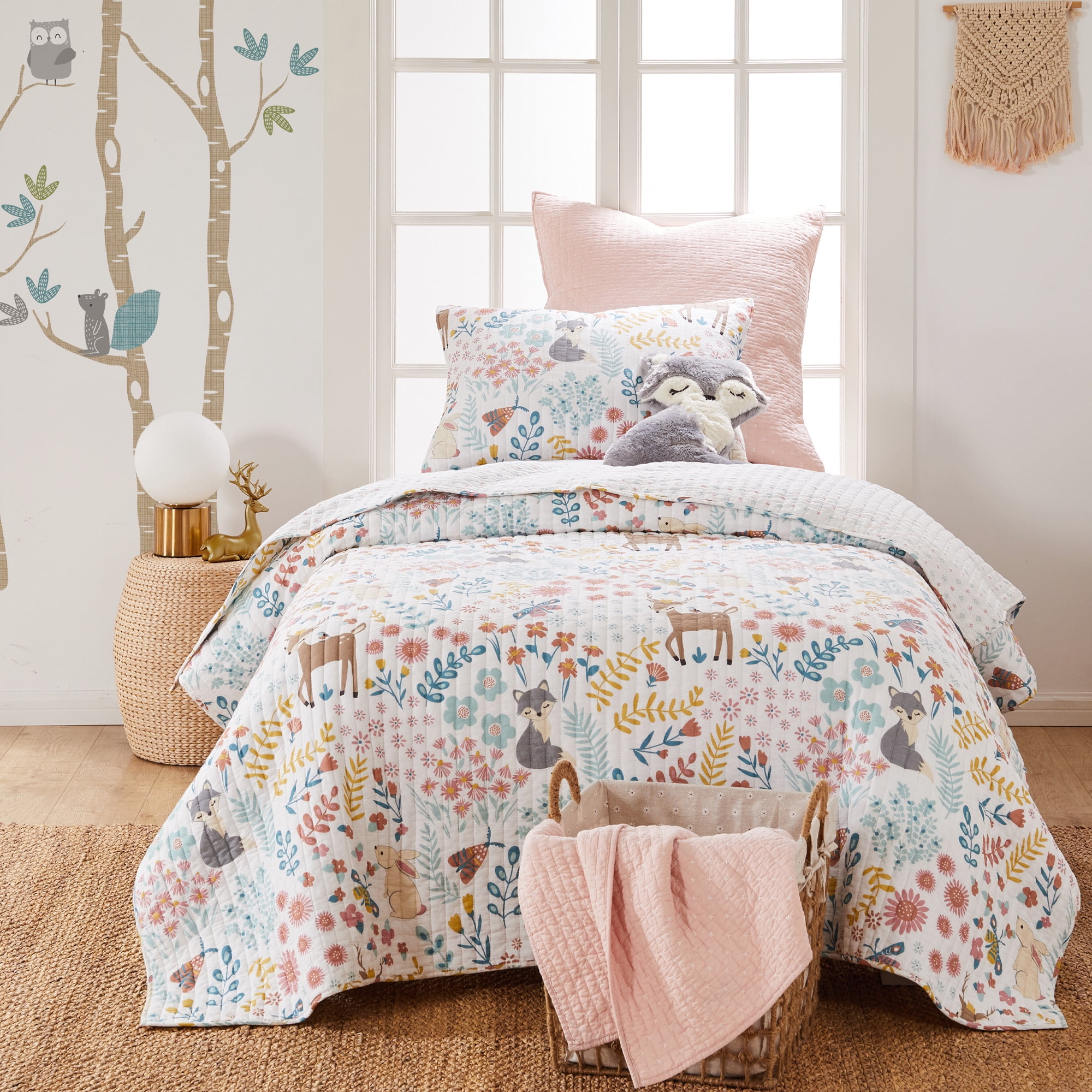 Levtex Home - Fancy Forest Quilt Set - Full/Queen Quilt and Two Standard Shams - Whimsical - Forest - Quilt (86x86in.) and Shams (20x26in.) - Reversible - Cotton/Cotton
