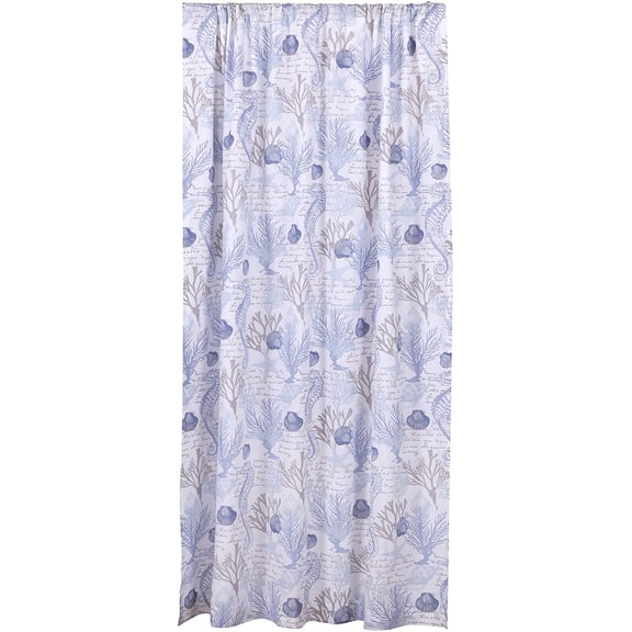 Levtex Home - Galapagos - Drape Panel/Curtain (55x84in.) with Rod Pocket - Coastal - Blue, Grey, Taupe and White - Cotton Fabric