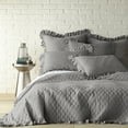 thumbnail image 1 of Levtex Home - Grey Stonewash Quilt Set - Full/Queen Quilt (88x92in) + Two Standard Pillow Shams (20x26in) - Grey with Frayed Ruffle - Reversible - Microfiber, 1 of 1