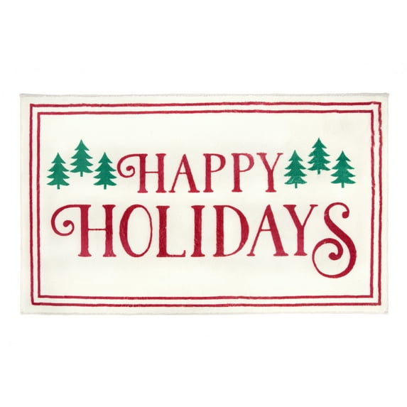 Levtex Home - Happy Holodays - Rug/Carpet - (20in. X 34in.) - Pink, Grey and Cream - 100% Polyester - Woven Fabric Backing