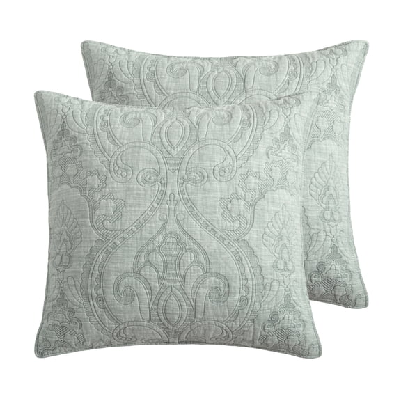 Levtex Home - Helena Sage Euro Sham Set - 2 Euro Shams (26x26in.) - Ornate Paisley Medallion - Tie Closure - Cotton - Inserts Not Included