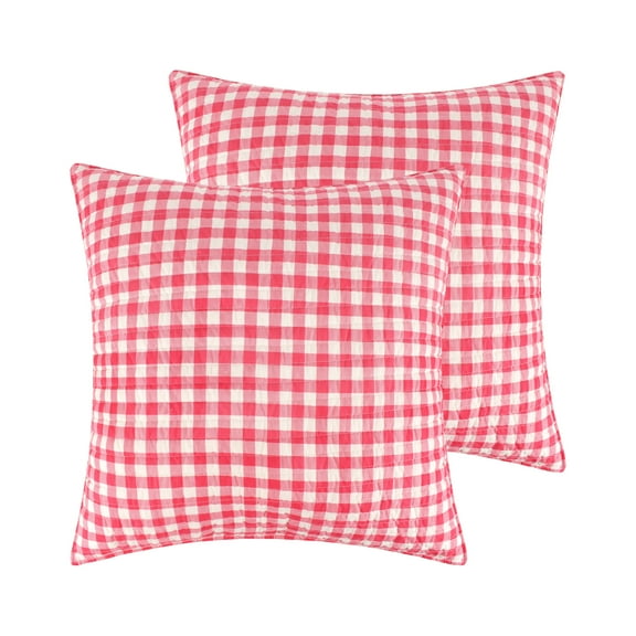 Levtex Home - Home For Christmas - Euro Shams (Set of 2) - Green, Red, Taupe and Cream - (26x26in.) - Cotton/Polyester