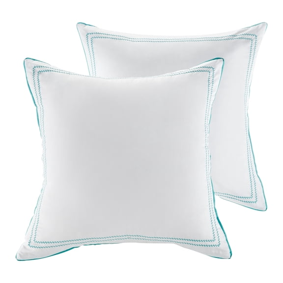 Levtex Home - Hummingbird Grove Euro Sham Set of 2 - White and Teal - Two Euro Shams (26x26in.), No insert- Cotton