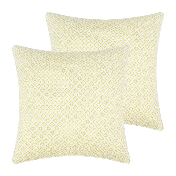 Levtex Home - Inaya Quilt - Euro Sham Set of 2 - Tile - Ochre and White - Quilt (26x26in.) - Reversible - Cotton