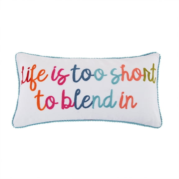 Levtex Home - Jules - Decorative Pillow (12 x 24in.) - Life Is Too Short - Orange, Yellow, Blue, Red, Teal
