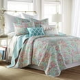 thumbnail image 1 of Levtex Home - Karolynna Quilt Set - King Quilt + Two King Pillow Shams - Floral in Teal Salmon Green Wild Berry - Quilt Size (106x92in.) and Pillow Sham Size (36x20in. ) - Reversible - Cotton, 1 of 6