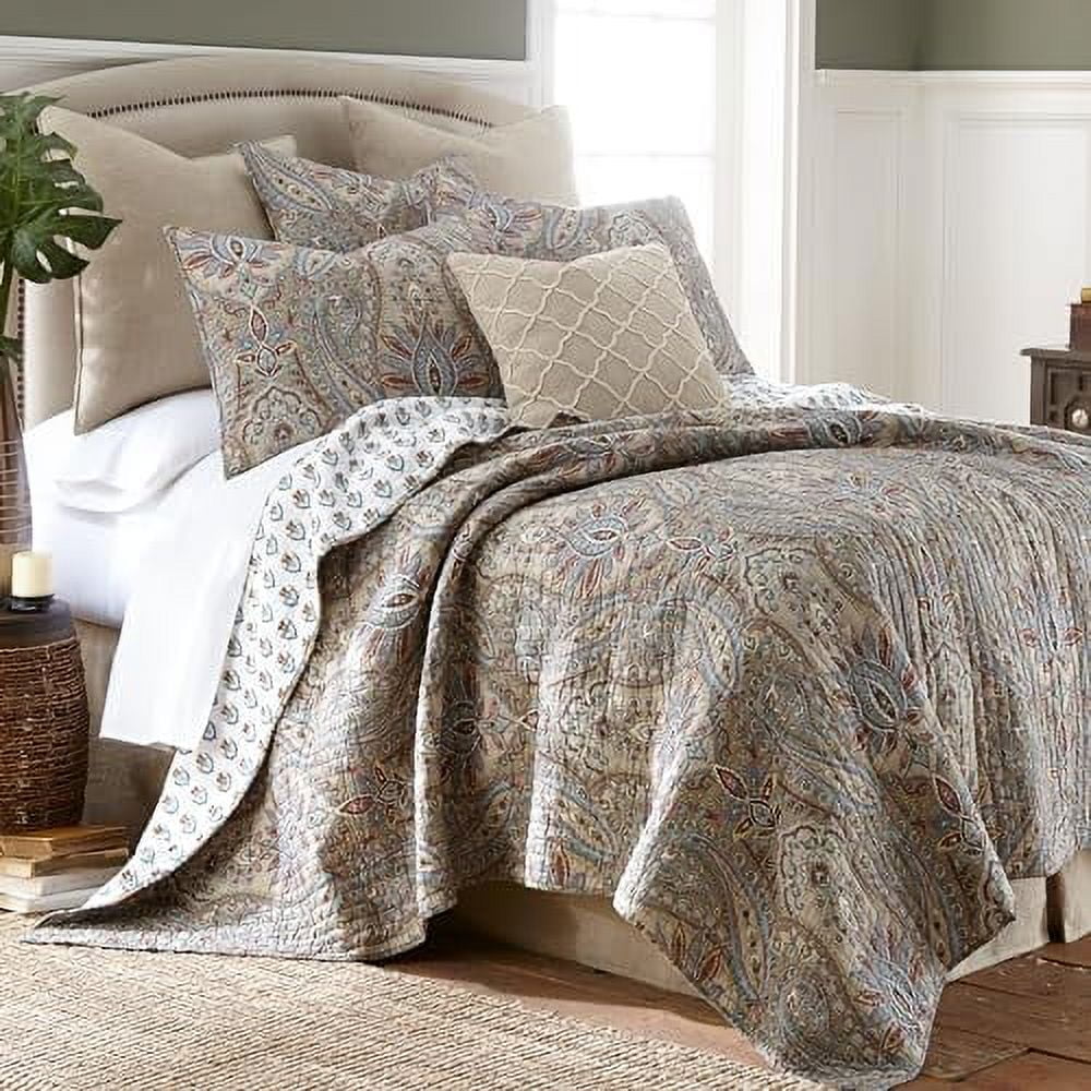 Kasey King Blue Cotton Reversible Quilt Set