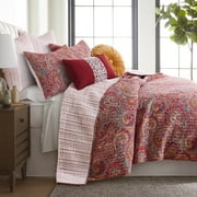 Levtex Home - Kimpton Quilt Set - Full/Queen Quilt and Two Standard Shams - All Over Paisleys in Burgundy ,Red - Quilt (88x92in.) and Shams (20x26in.) - Reversible - Cotton/Cotton