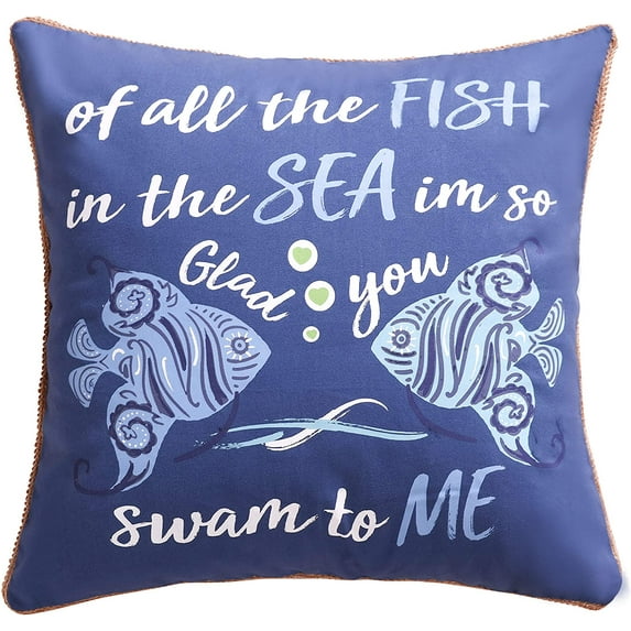 Levtex Home - Laida Beach - Decorative Pillow (20 X 20in.) - Tropical Fish - Navy, Turquiose and White