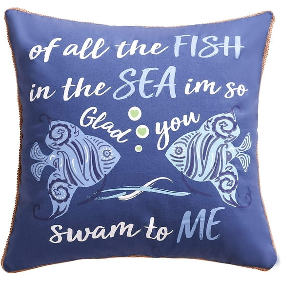 Levtex Home - Laida Beach - Decorative Pillow (20 X 20in.) - Tropical Fish - Navy, Turquiose and White