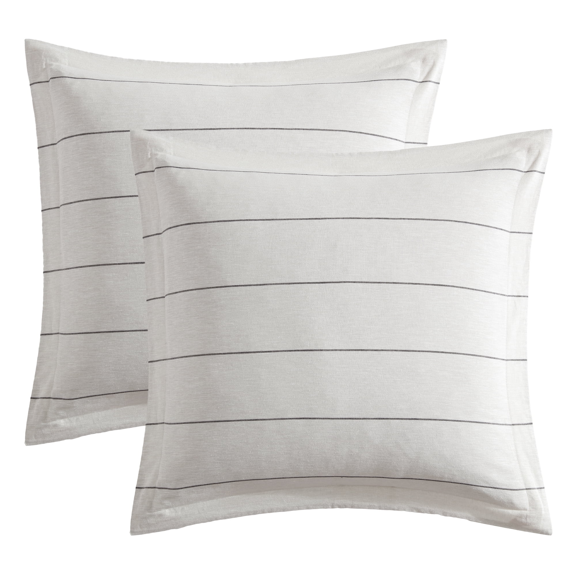 Levtex Home - Leo Stripe Euro Sham Set of 2 - Stripe - Cream Black - Two Euro Shams (26 x 26in.)- Cotton