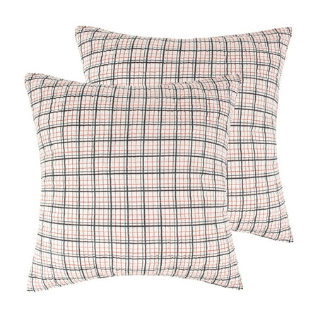 Levtex Home - Leonora - Quilted Euro Shams Set of Two (26 x 26 in.) - Graph Squares Pattern - Cotton Fabric