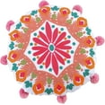 thumbnail image 1 of Levtex Home - Lima Llama - Decorative Pillow (16in.R) - Embroidered Round Suzani pattern - White, Fuschia, Salmon, Orange and Pink, 1 of 3