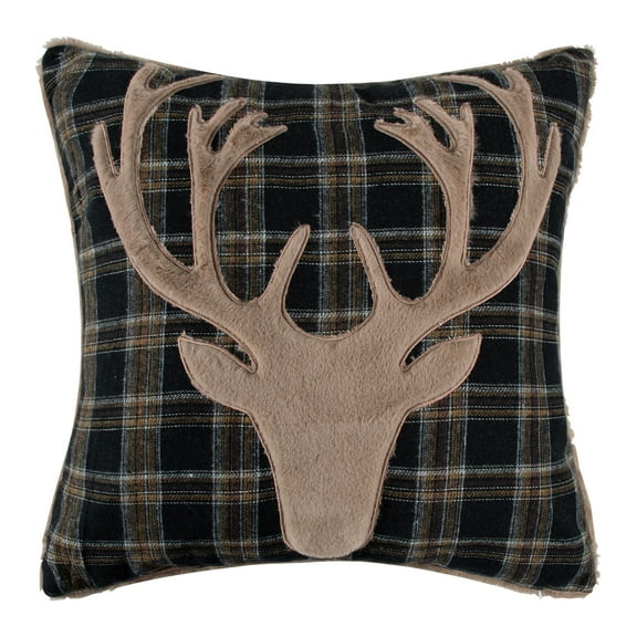 Levtex Home - Lodge Toile - Decorative Pillow (18in.x18in.) - Antlers - Black and Taupe