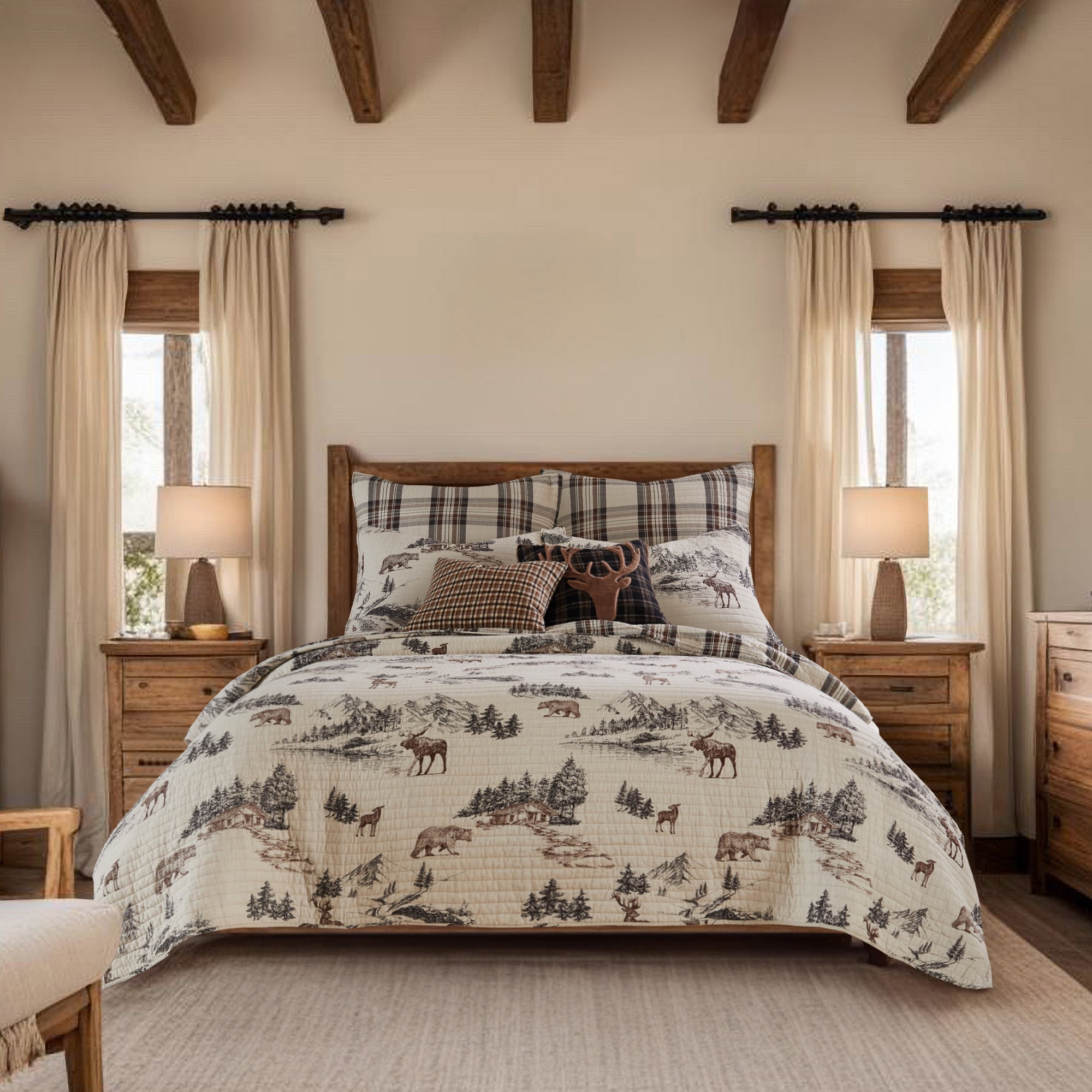 Levtex Home - Lodge Toile Quilt Set - Full/Queen Quilt and Two Standard ...