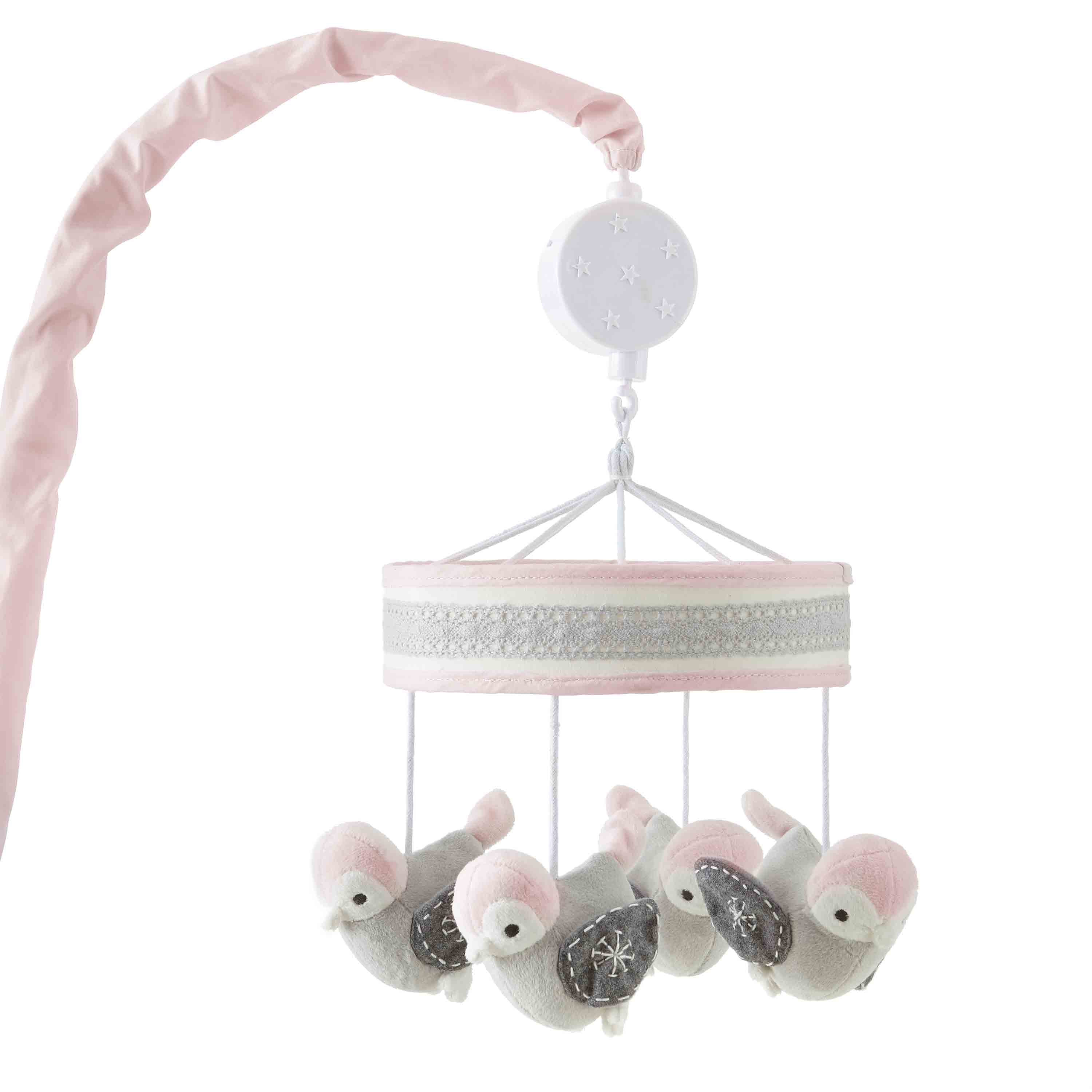 Levtex Home Lullabies Baby Crib Mobile Grey and Pink Floral