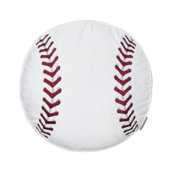 Levtex Home - MVP - Kids Decorative Pillow (17in. R) - Baseball - White, Red, and Silver
