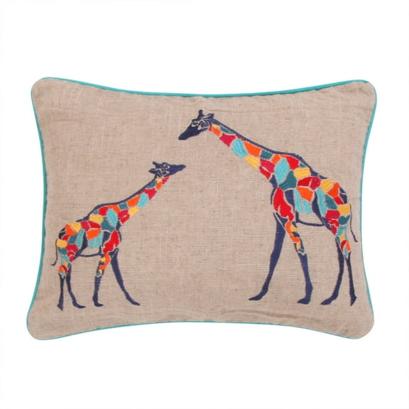 Levtex Home - Mackenzie - Decorative Pillow (14 x 18in.) - Giraffe - Natural, Red, Orange, Blue, Navy