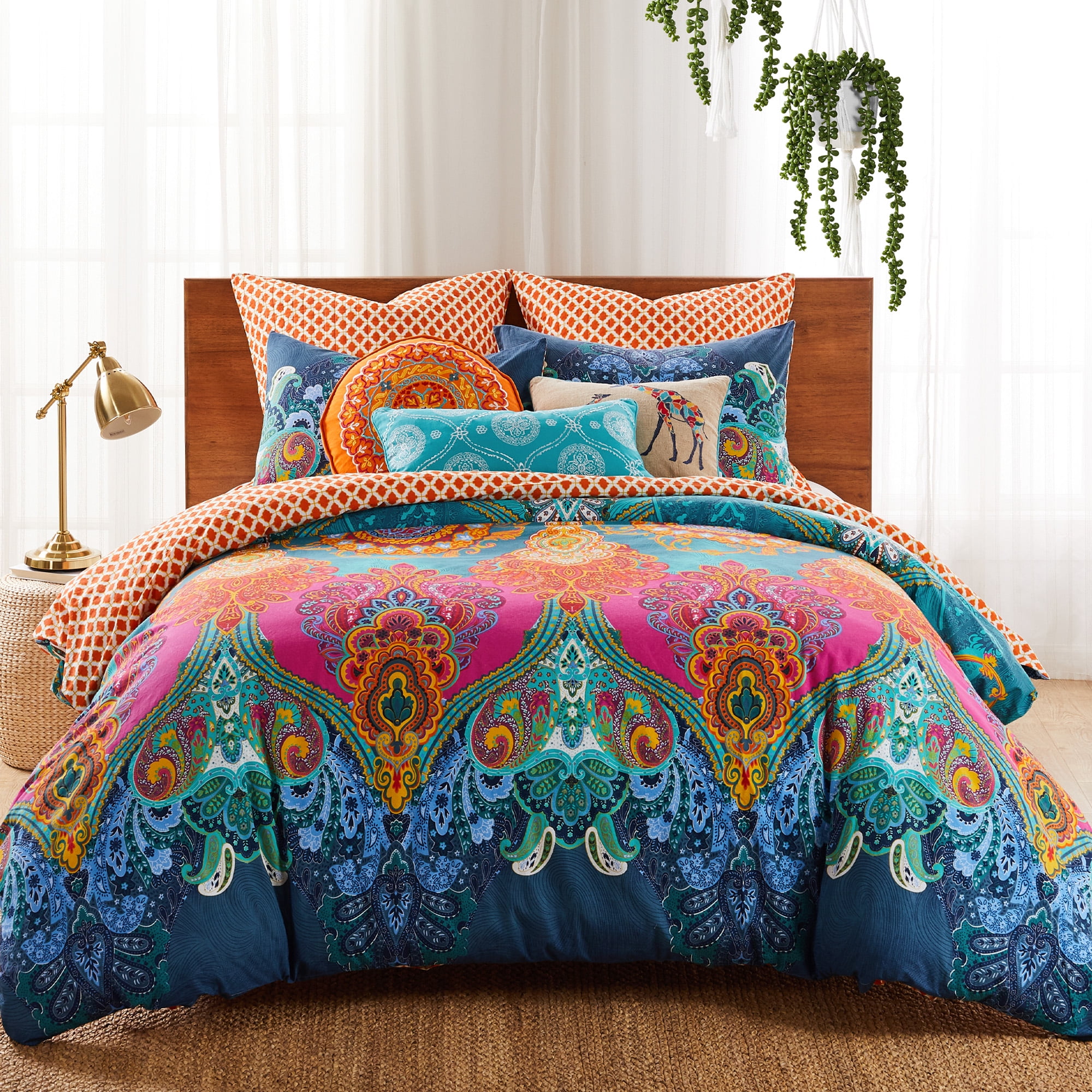 Mackenzie Bohemian Multicolor Cotton King Duvet Cover Set