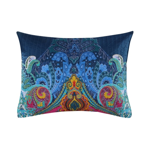 Levtex Home - Mackenzie - Standard Sham - Bohemian - Teal, Orange, Yellow, Green, Blue - Quilt (26x20in.) - Reversible - Cotton