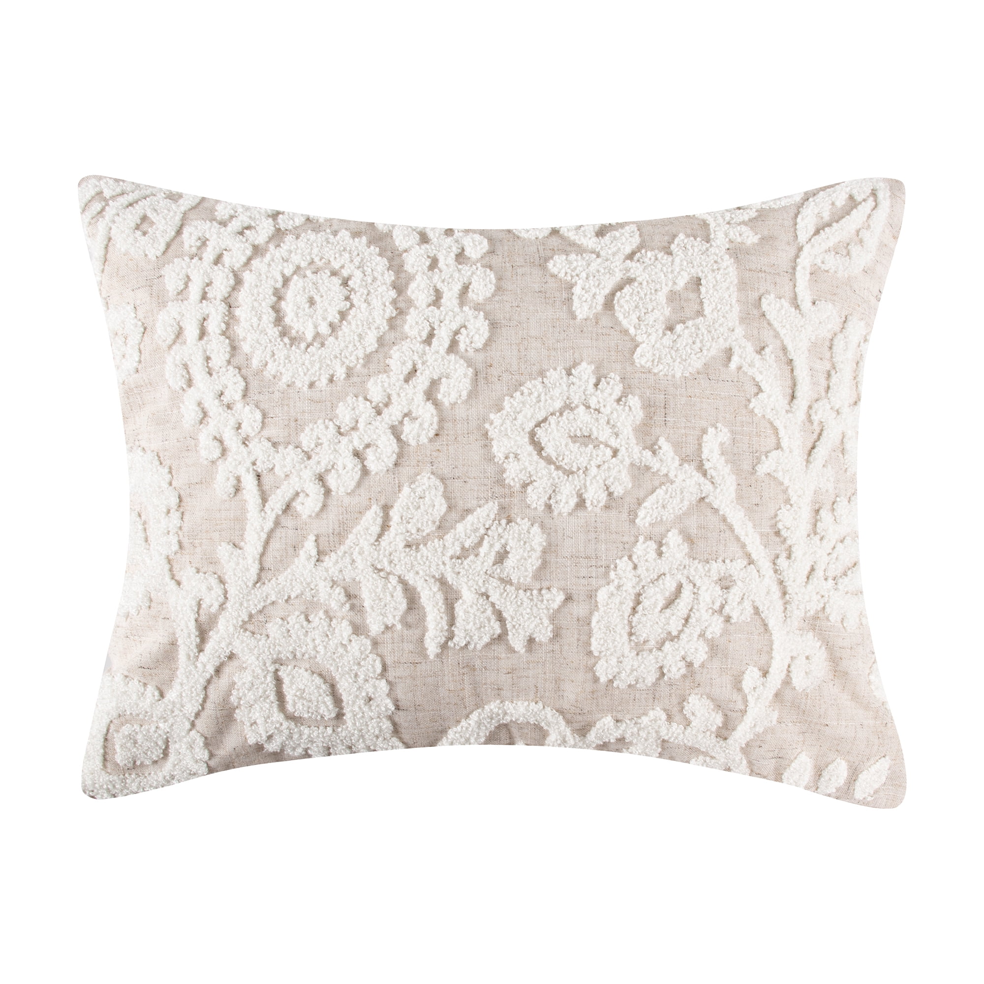 Levtex Home - Maileen Neutral Blue - Decorative Pillow (14x18in.) - Suzani - Taupe and Cream