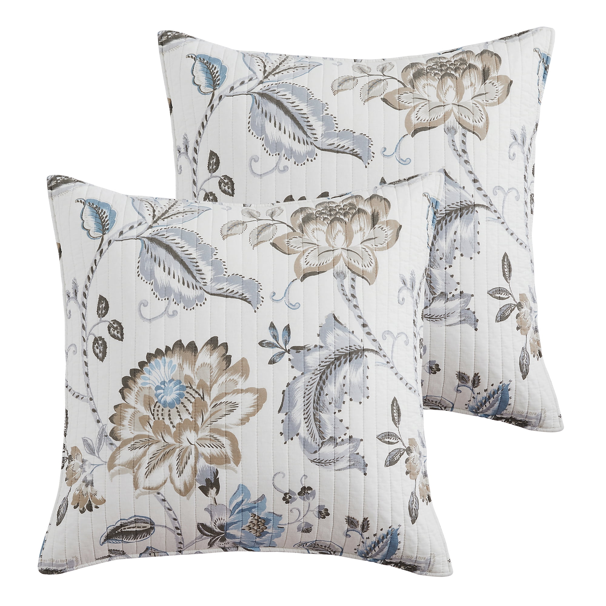 Levtex Home - Maileen Neutral Blue - Euro Sham Set of 2 - Floral ...