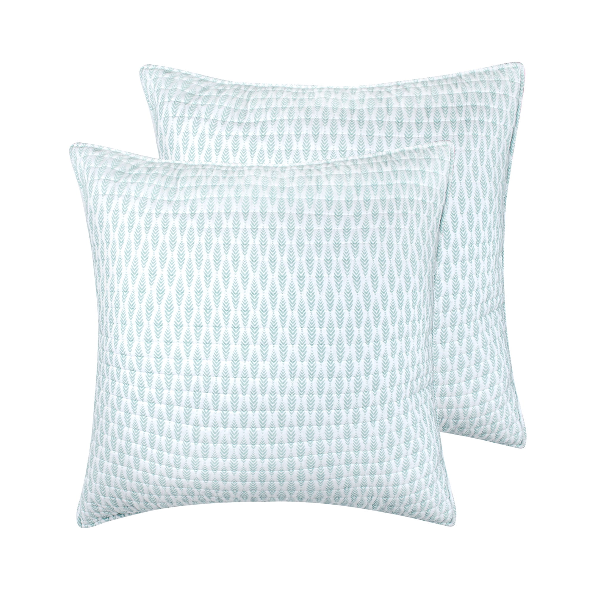 Maravilla Green and White Cotton Euro Sham Set